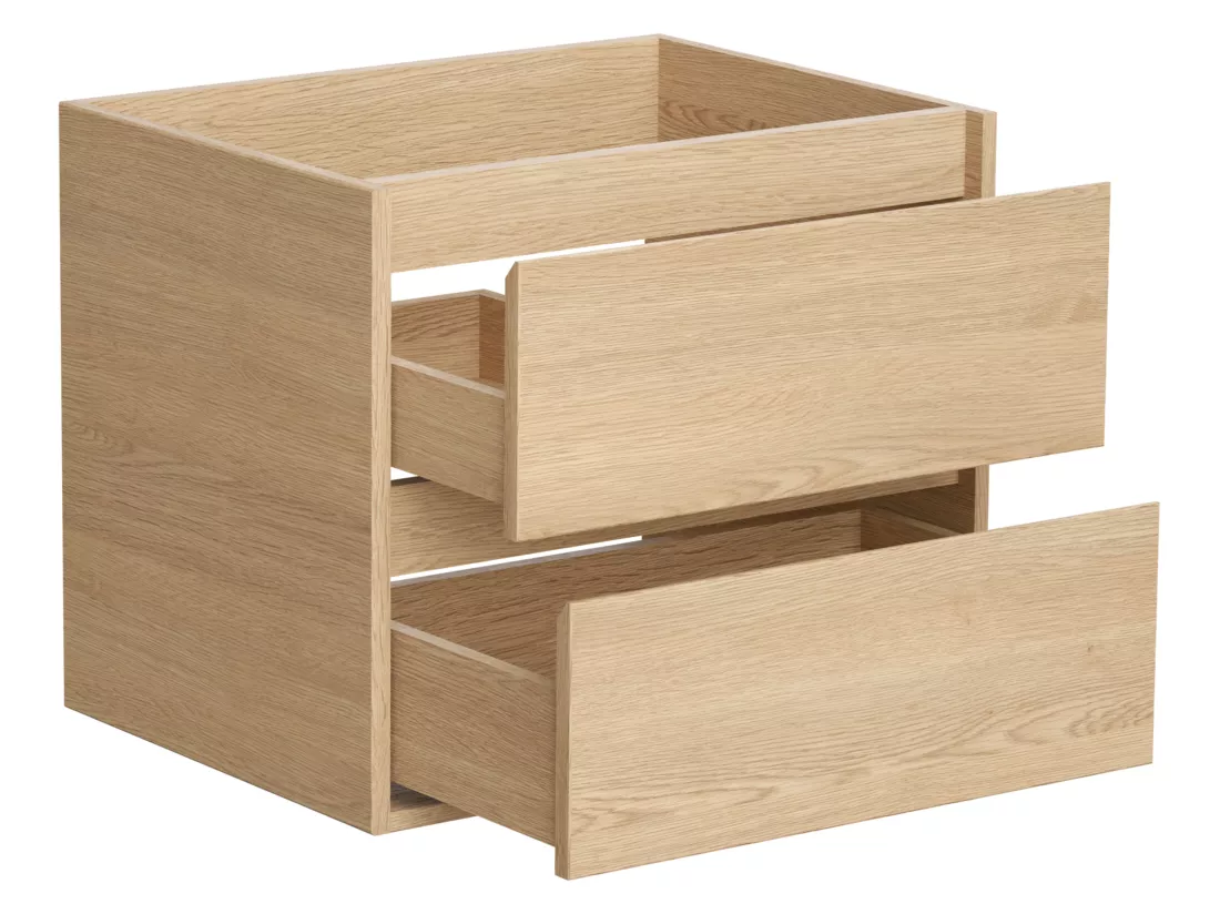 Meuble de salle de bain suspendu avec vasque à encastrer et miroir - Placage chêne - 60 cm - MILIPAM