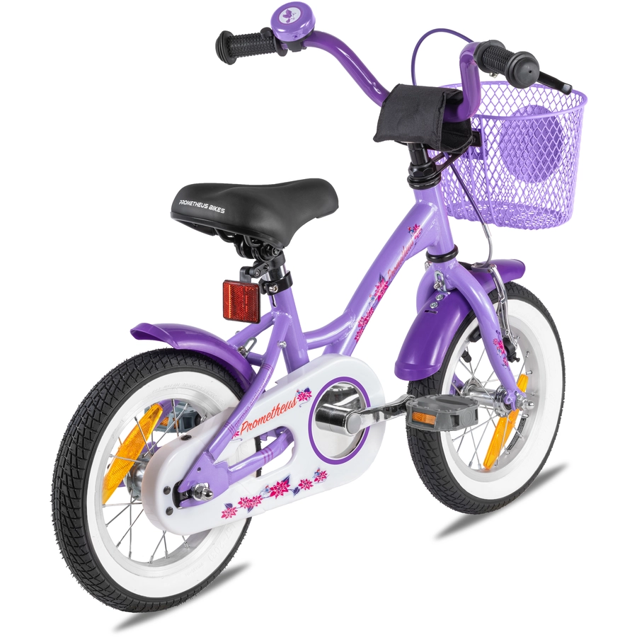PROMETHEUS BICYCLES® Kinderfahrrad 12 ab 3 Jahre mit Stützräder in Violett & Weiß
