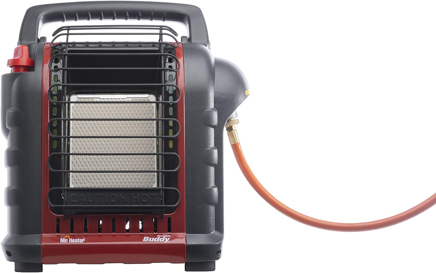 Mr. Heater Portable Buddy mit einem ölfreien Schlauch (1,5 Meter) zum Anschluss an Gasflaschen, bis zu 2,4kW Leistung, Outdoor-/Campingheizung,inkl. Adapter für Gaskartuschen mit 7/16-Gewinde
