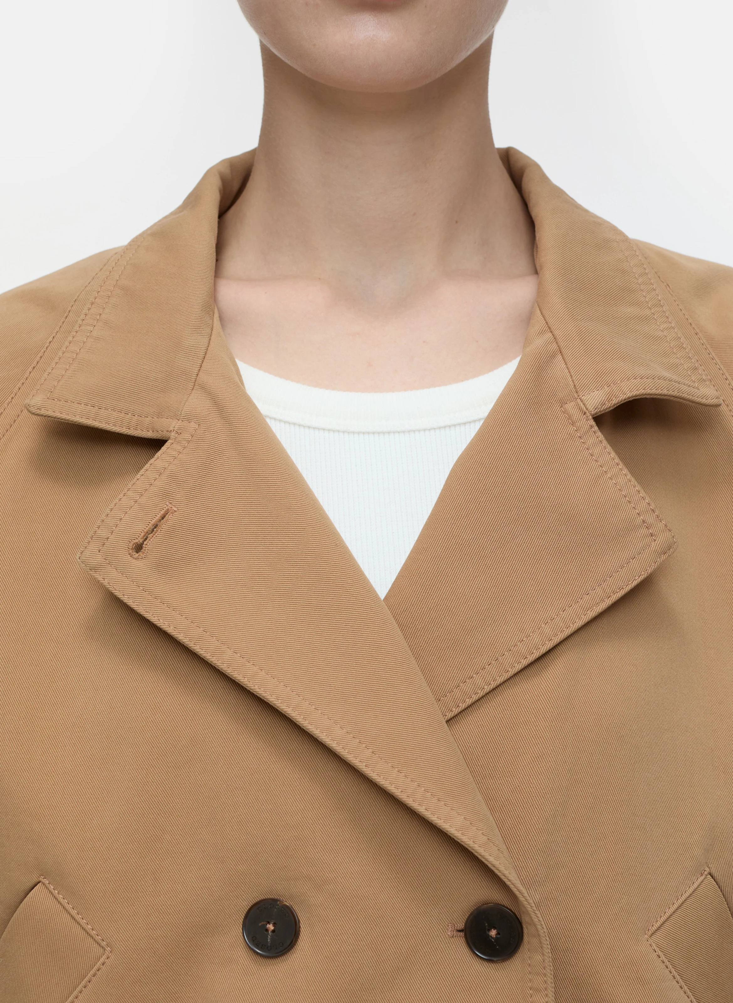 Trench court droit en coton | Marron