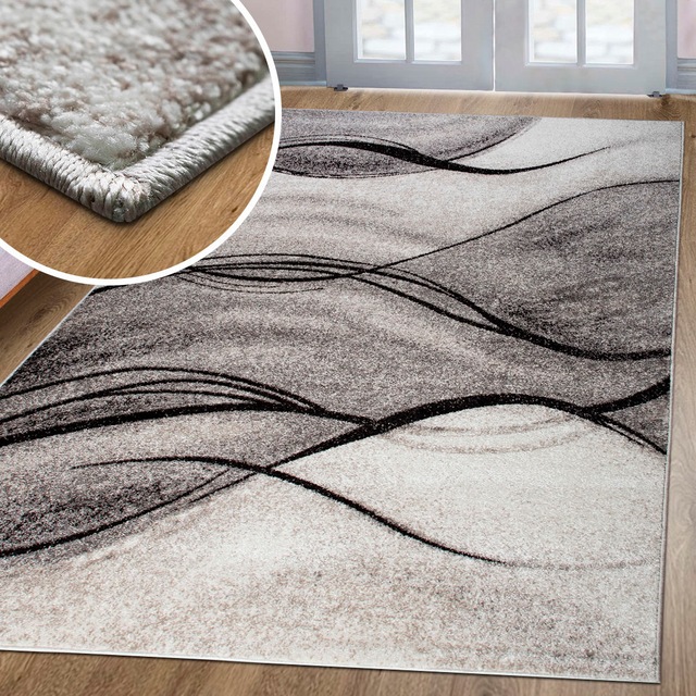 GOODproduct Teppich »Tritom« rechteckig 9 mm Höhe mit besonders weichem Flor, Kurzflor, modernes Wellen Muster