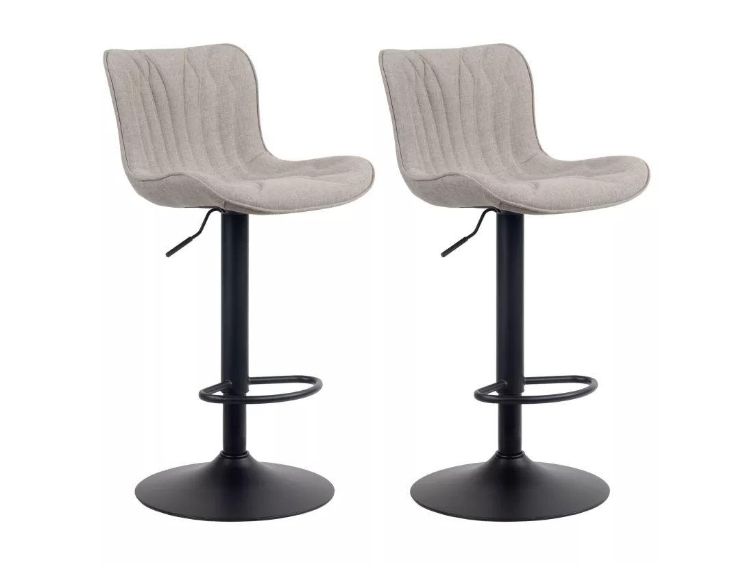 Lot de 2 Tabouret de bar - Tissu - Taupe - Linus