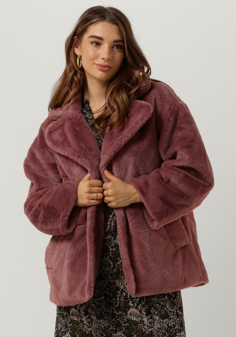 NOTRE-V roze notre-v faux fur jas fur coat short