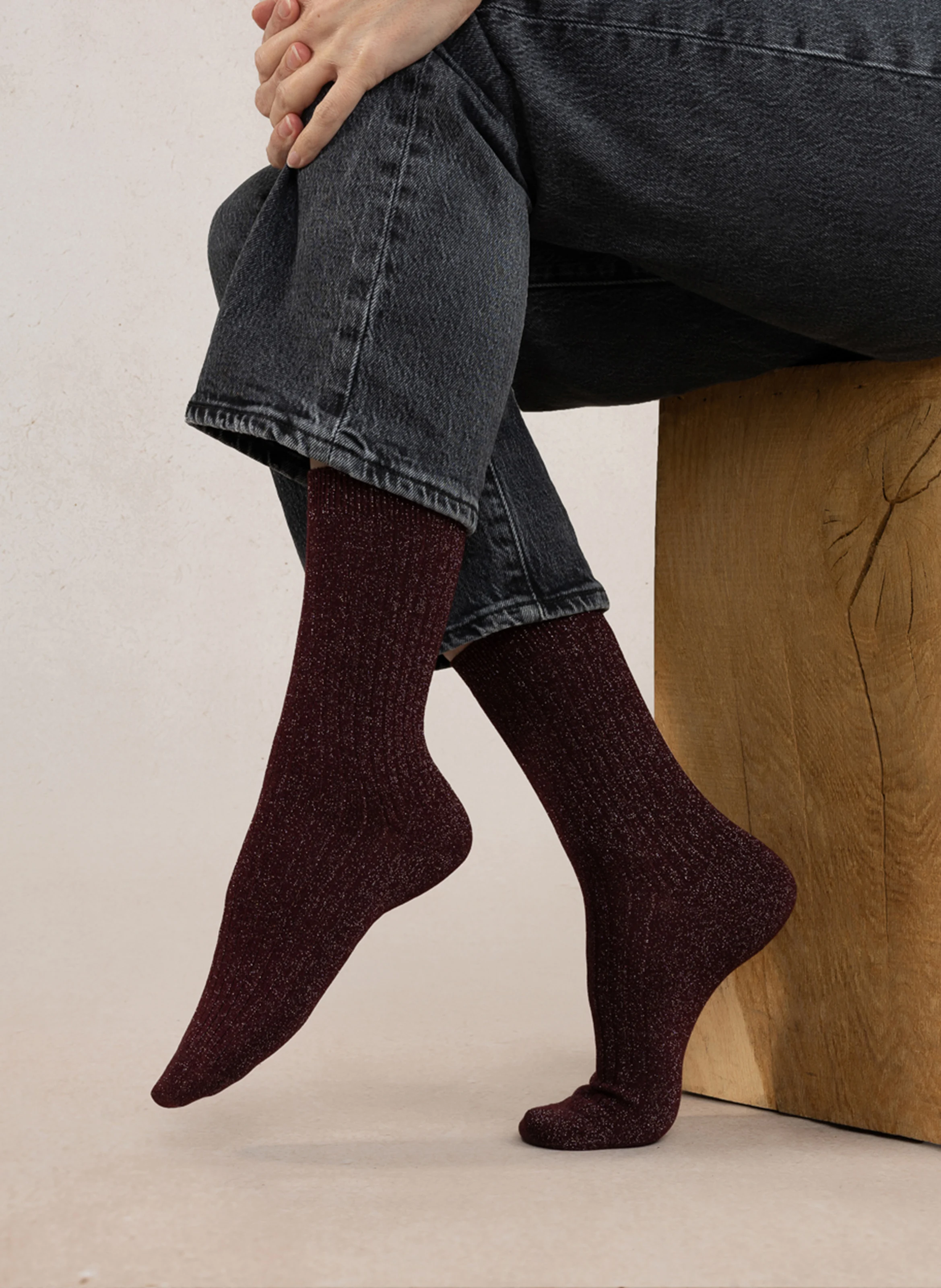 Chaussettes pailletées en coton mélangé | Violet