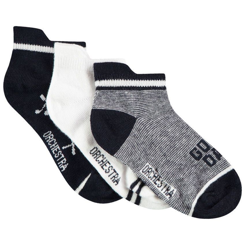 Lot de 3 paires de chaussettes courtes à languettes pour garçon - Blanc