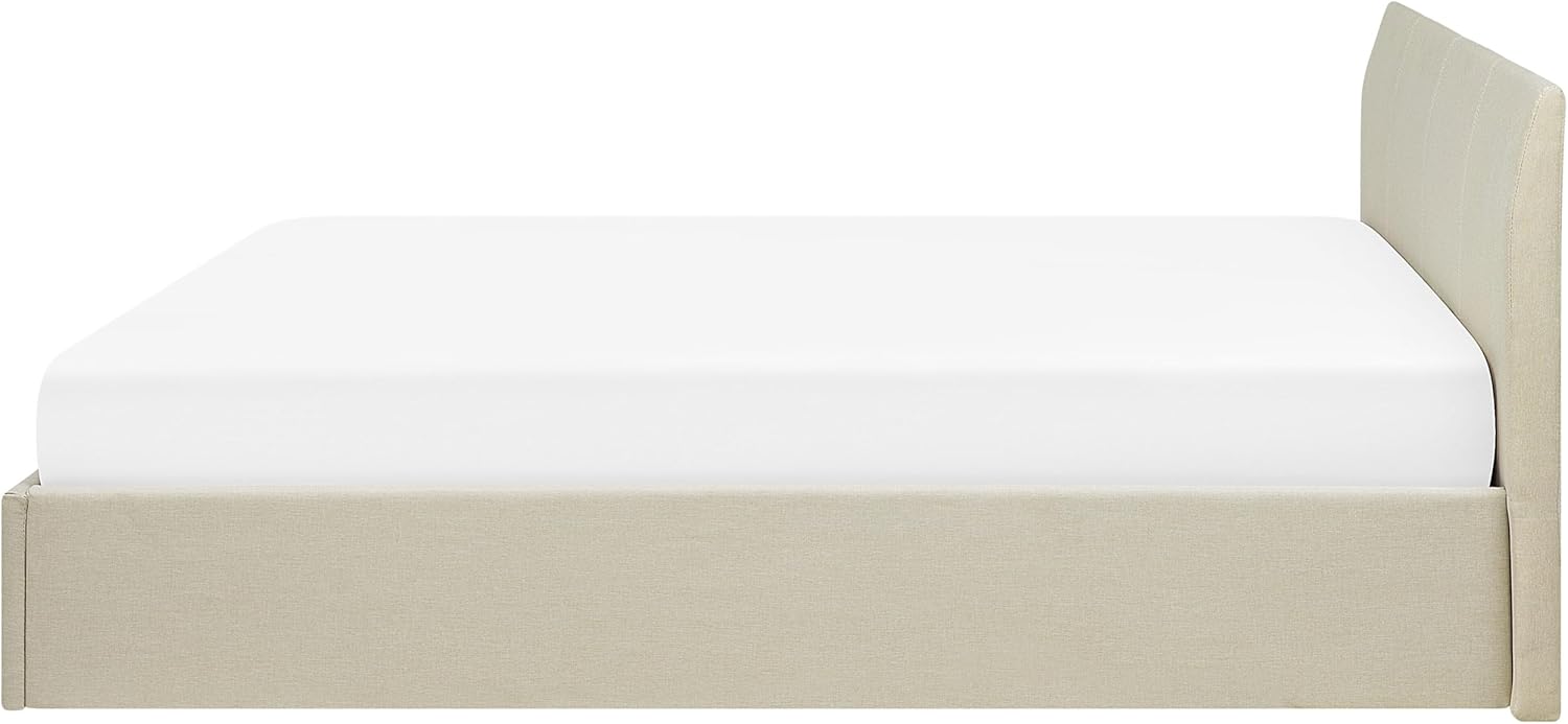 Beliani Polsterbett Leinenoptik beige mit Lattenrost 180x200 cm Bettkasten modern Orbey