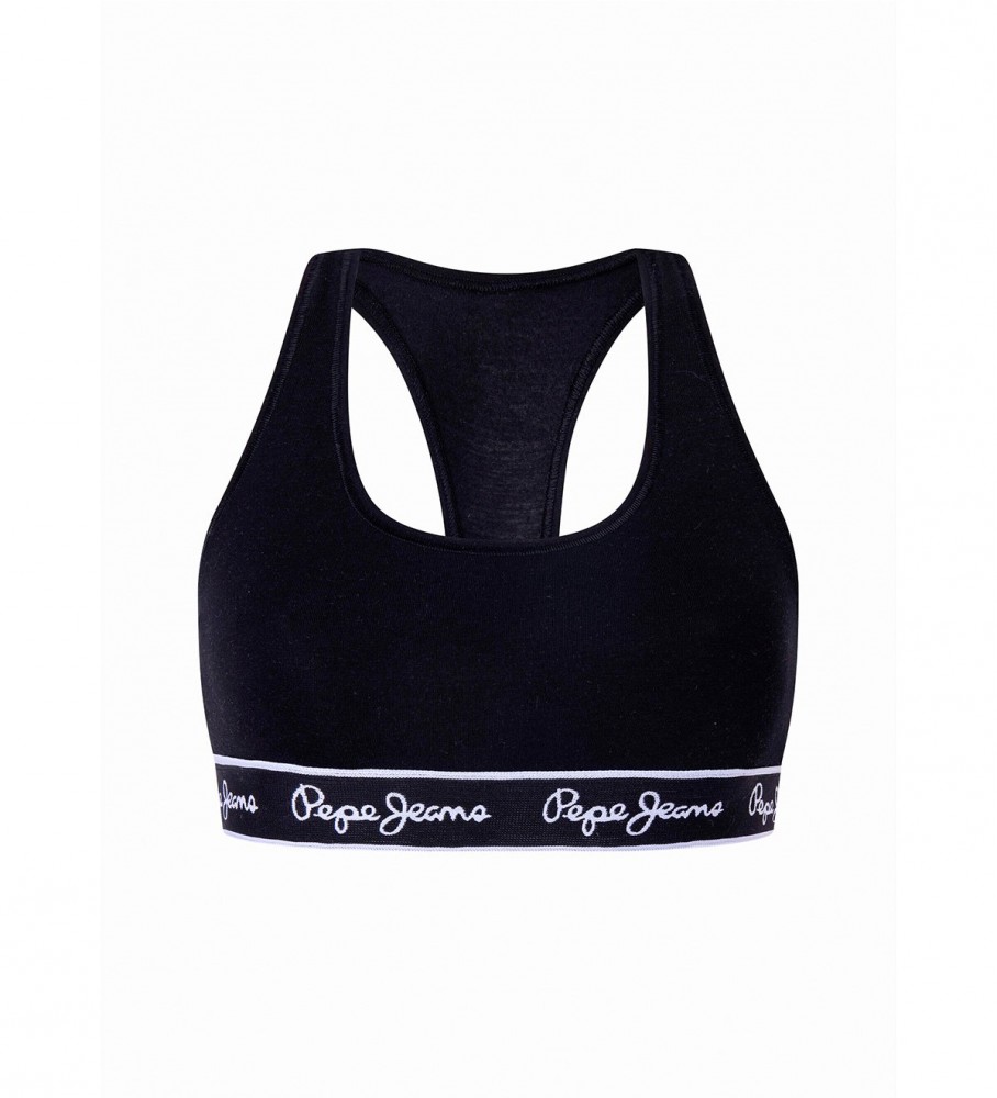 Sutiã esportivo Pepe Jeans, algodão preto