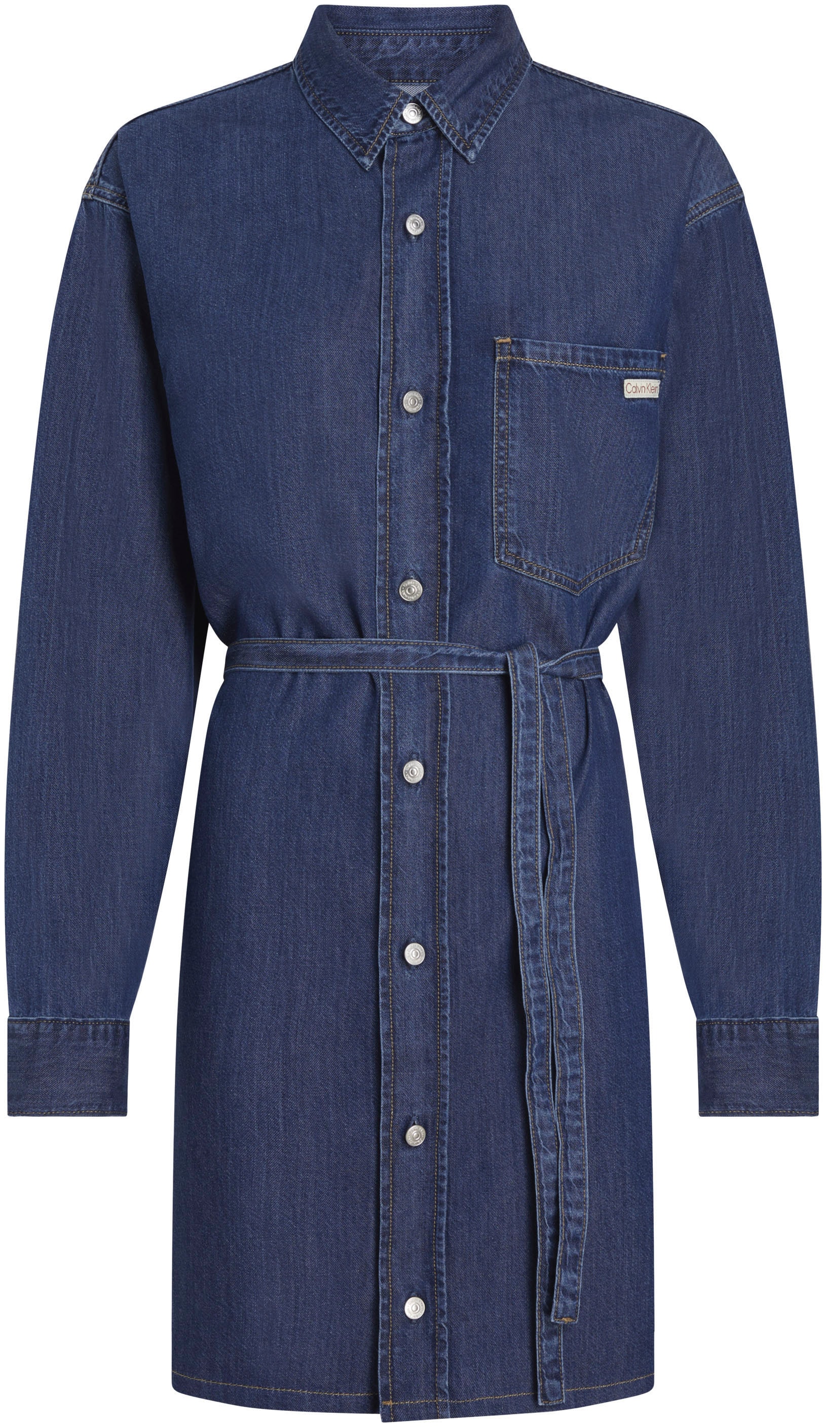 Calvin Klein Jeans Jeanskleid »BELTED TENCEL DENIM SHIRT DRESS« Brusttasche mit Logostickerei