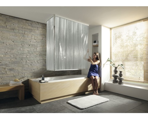 Hoekdouchegordijn met cassette en rolgordijn Kleine Wolke 138 + 62 x 240 cm melkachtig 108