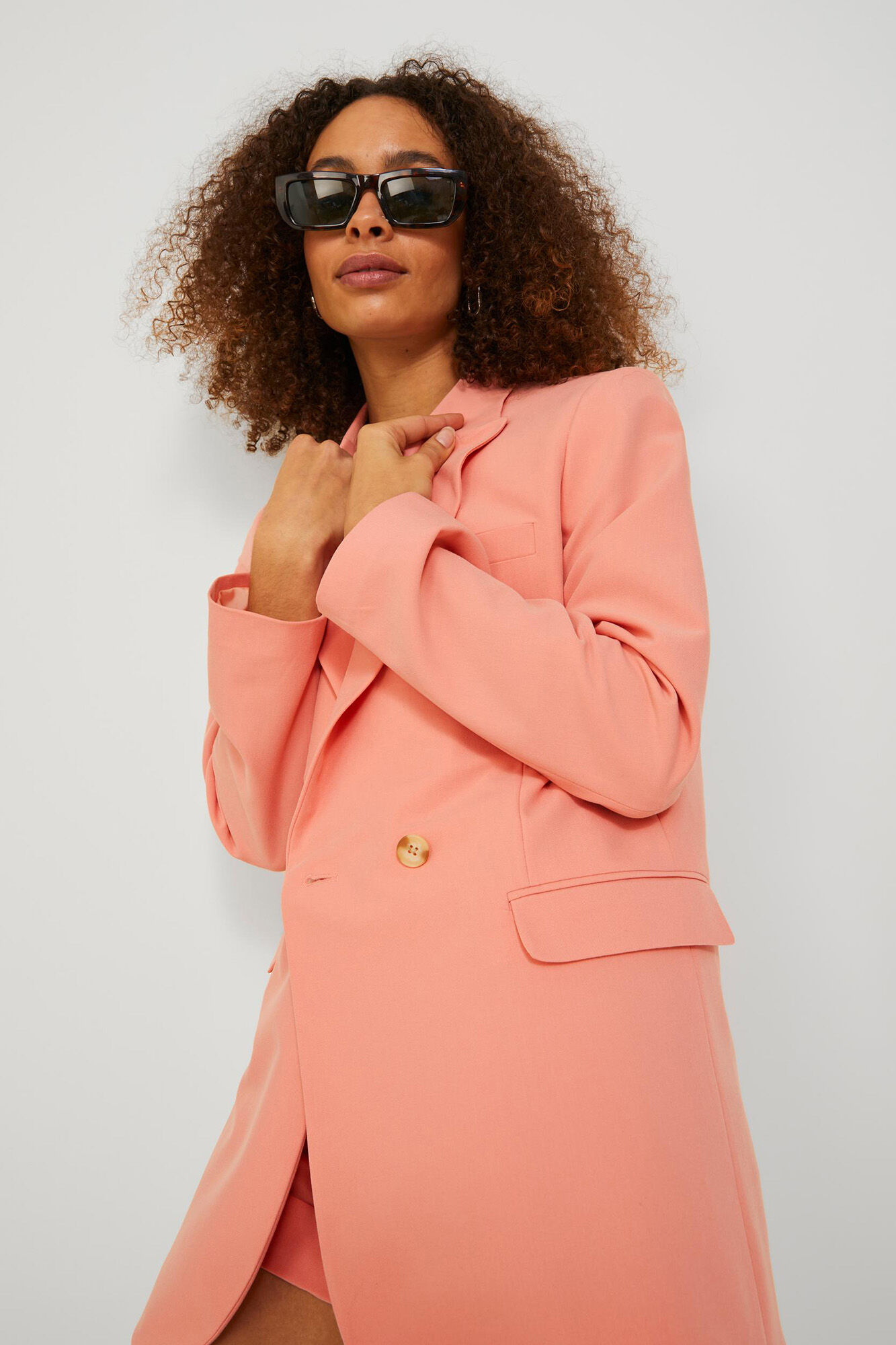 Blazer regular de abotoamento duplo