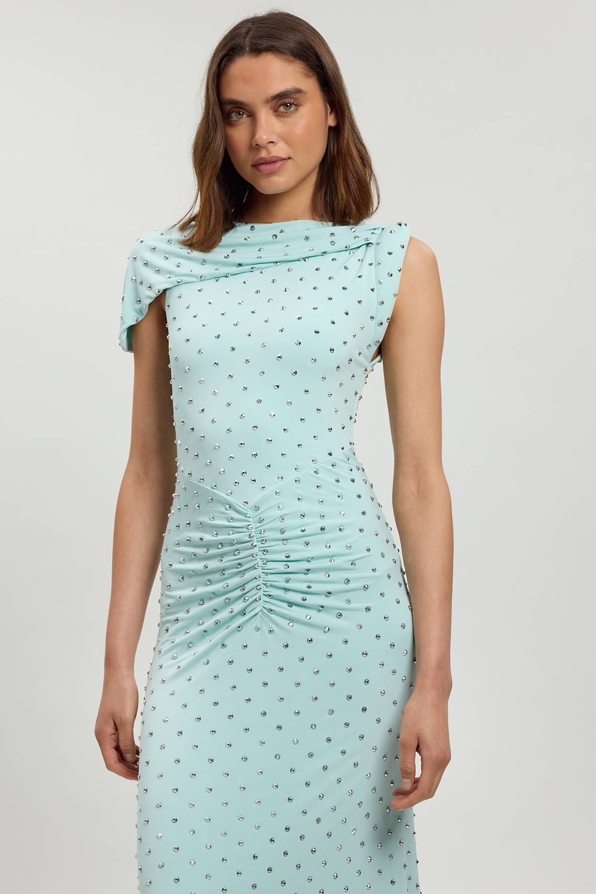 KarenMillen Robe Longue En Jersey Ornée De Strass Avec Détail Torsadé