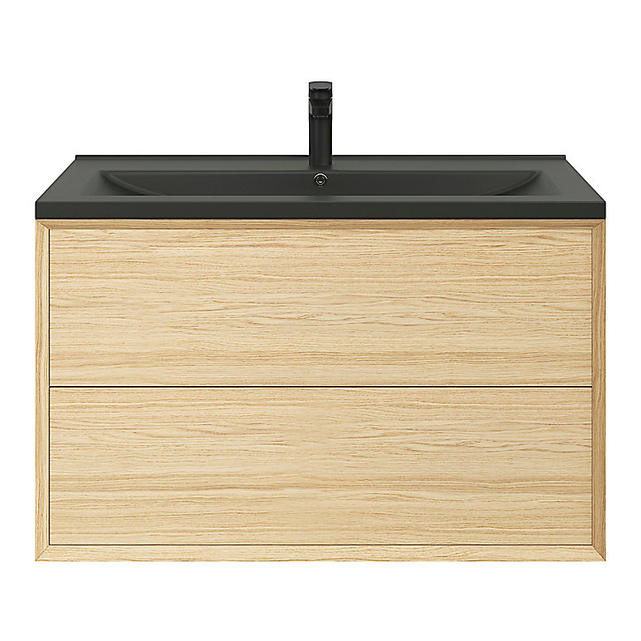 Plan vasque l.100 cm GoodHome Nira en porcelaine vitrifié coloris noir