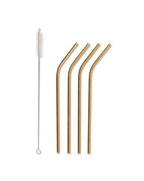 4 pailles - inox - doré