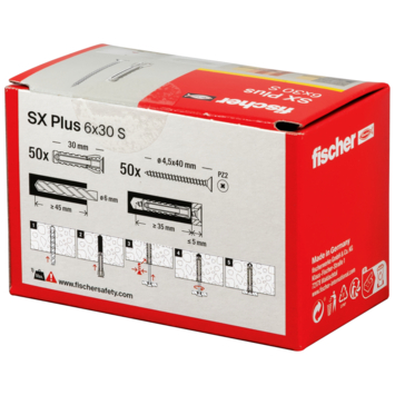 Fischer SX plus plug met schroef 6x30 mm 50 stuks