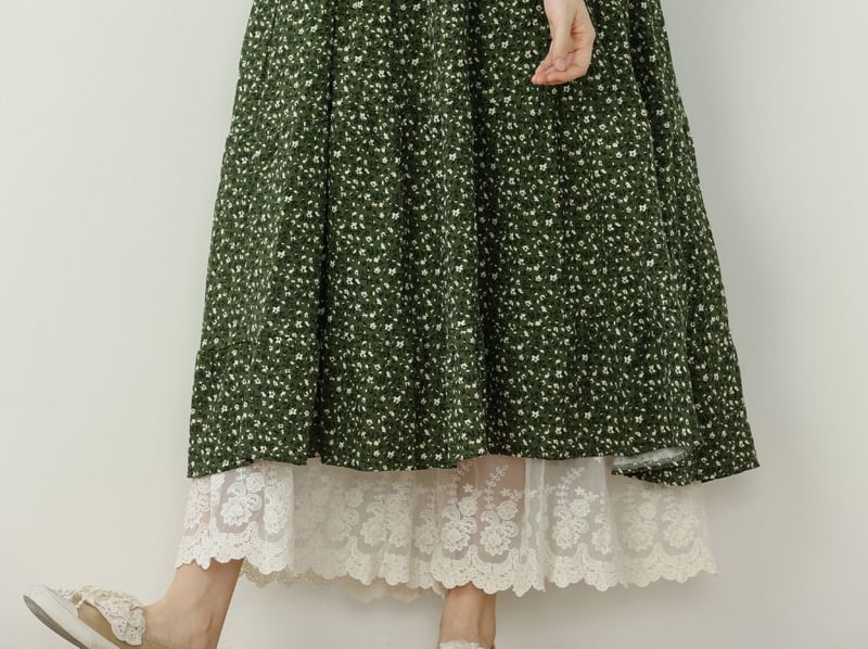 Santeh - Midi-tuniekjurk met lange mouwen, Peter Pan-kraag en bloemenprint