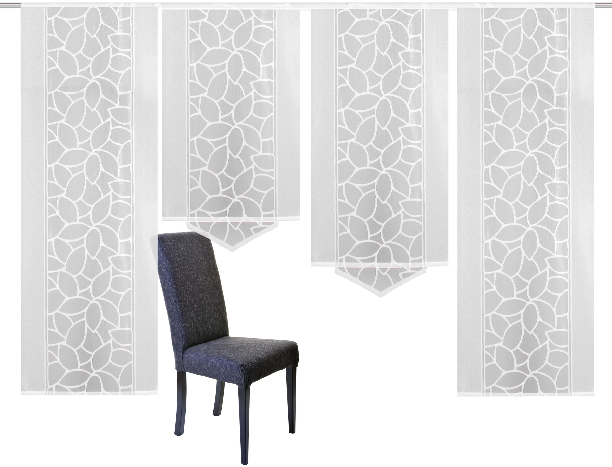 HOME WOHNIDEEN Schiebegardine »JENNA« Klettband 4 Stk. tlg. Schiebevorhang Jacquard Set