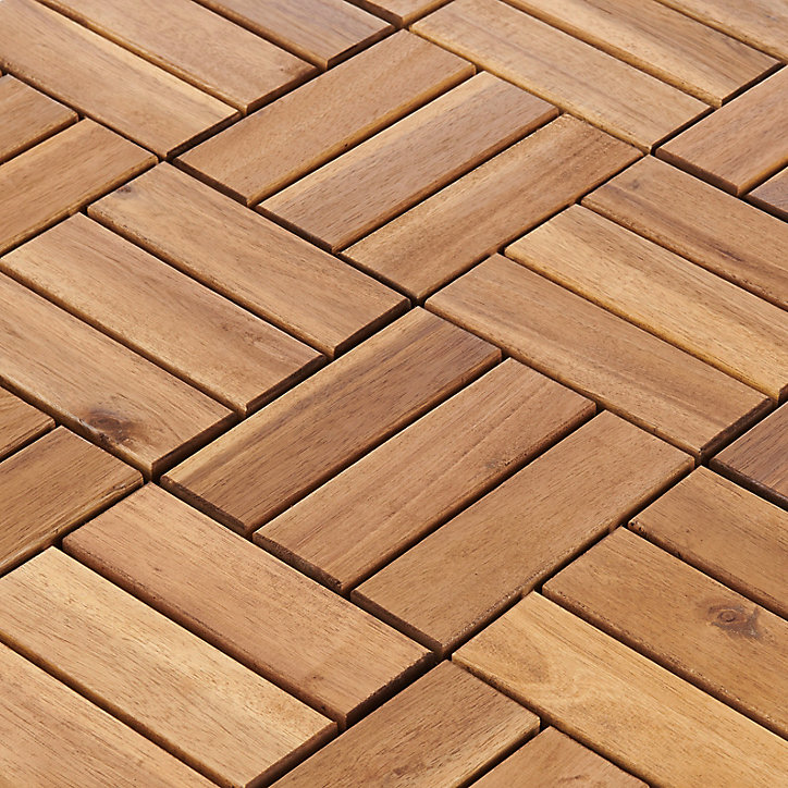 Lot de 4 dalles clipsables acacia Lempa 30 x 30 cm