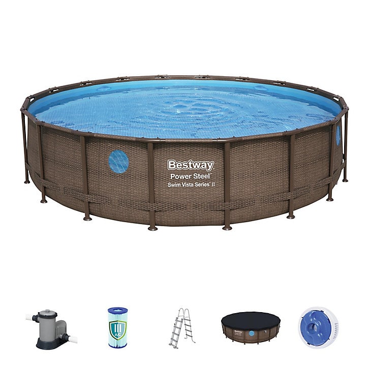 Piscine tubulaire Bestway Power Steel Swim Vista bois ø5,49 x h.1,22 m