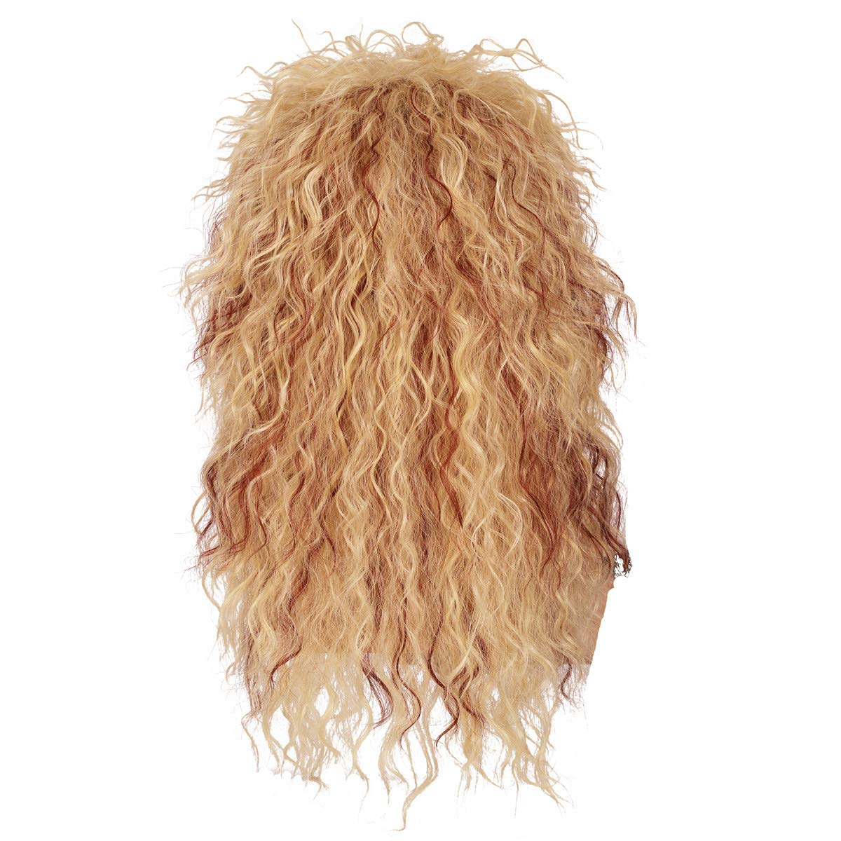 (60cm) 80er Jahre Rock Perücke mit Locken Fasnacht Kostüm Zubehör Motto Party / Halloween Accessoire inkl. Haarnetz - Blond / Braun