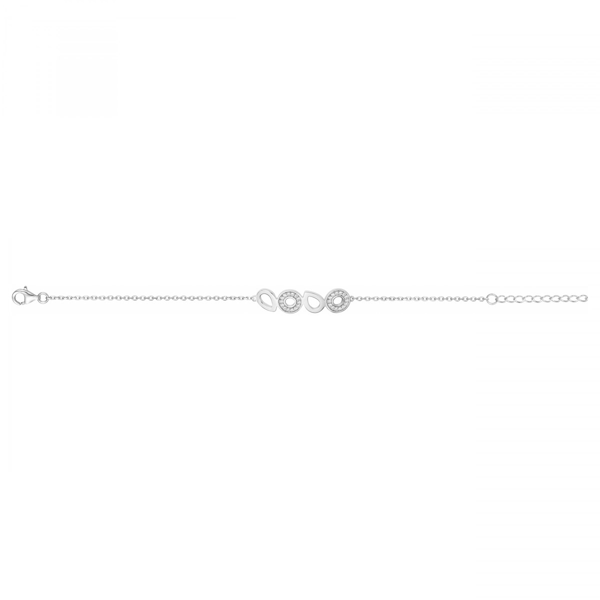 Bracelet souple mono-motif en Argent avec oxyde de zirconium blanc