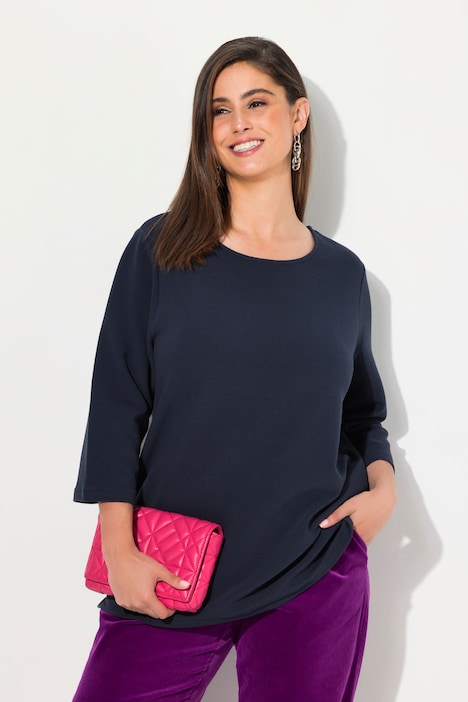 Sweatshirt, Querrippen, Rundhals, 3/4-Arm
