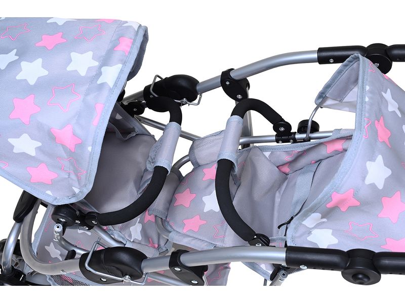 Knorrtoys Zwillingspuppenwagen Milo Star Grey Pink Puppenbuggy Duo