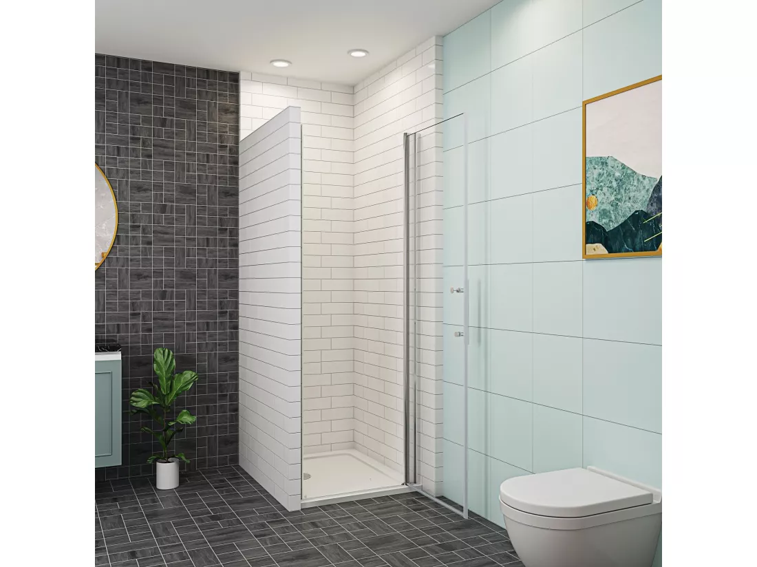 AICA porte de douche 70x187cm en verre anticalcaire et clair