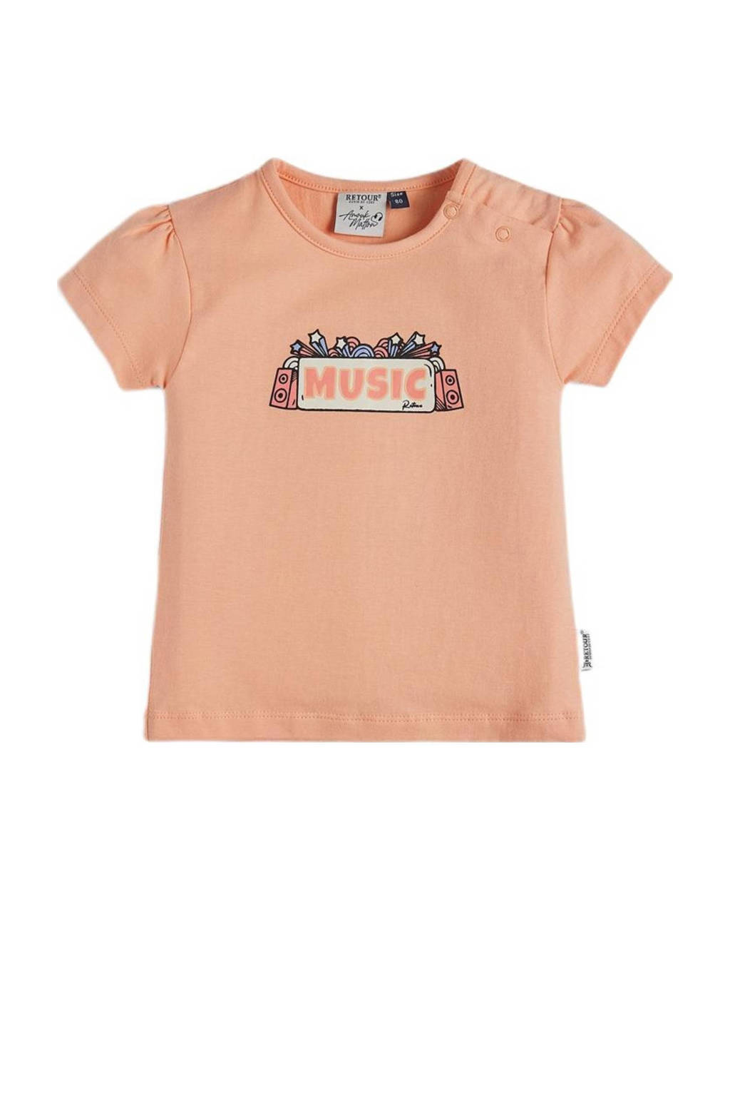 Retour Jeans T-shirt Felicia met printopdruk perzik