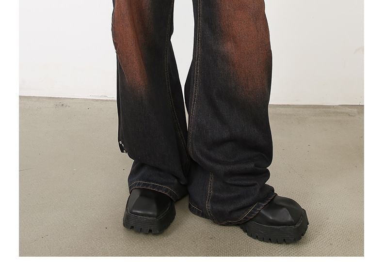 pinkdropper - Mid Rise Washed Wide Leg Jeans