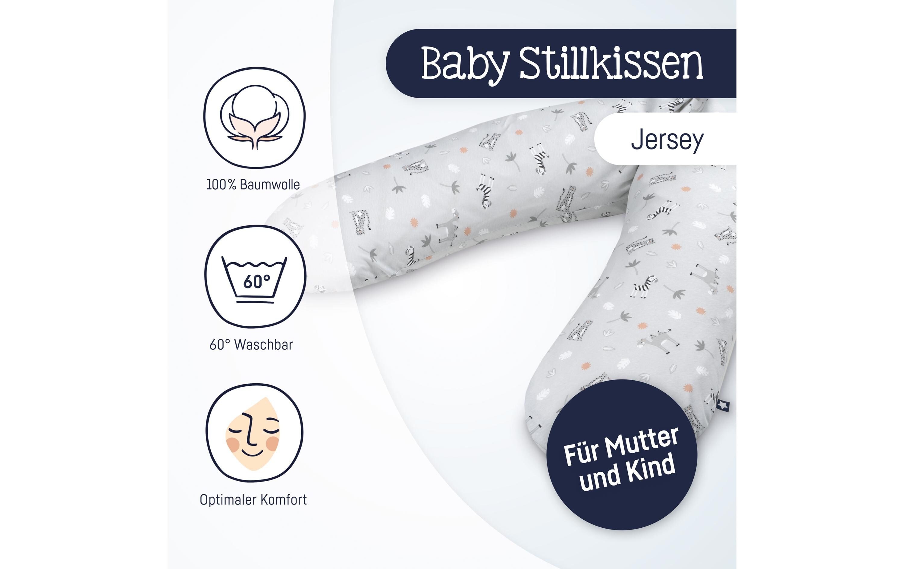 Stillkissen Jersey Savanne Grau 190 cmStillkissen aus Jerseybaumwolle