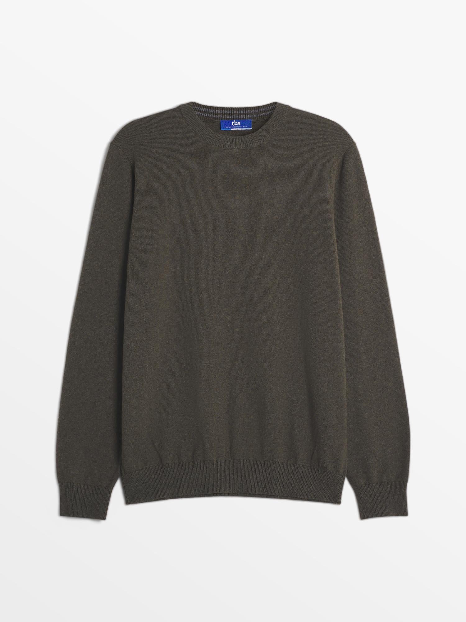 Pull Homme Col Rond Laine Coton Marron