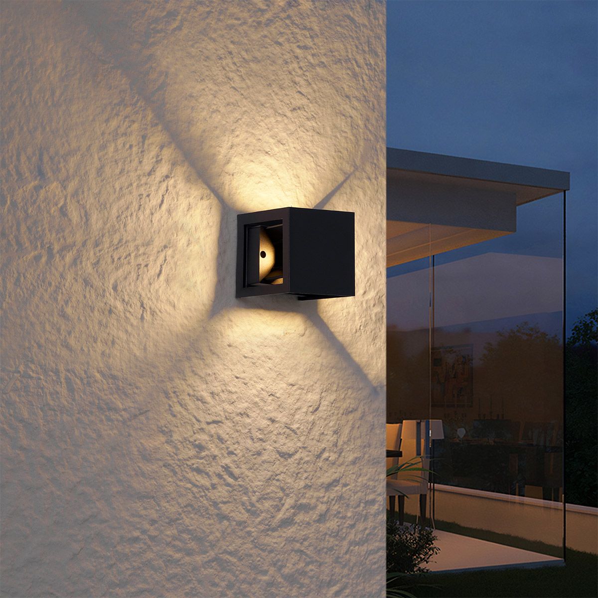 Moderne wandlamp zwart incl. LED IP44 - Edwin Quadro