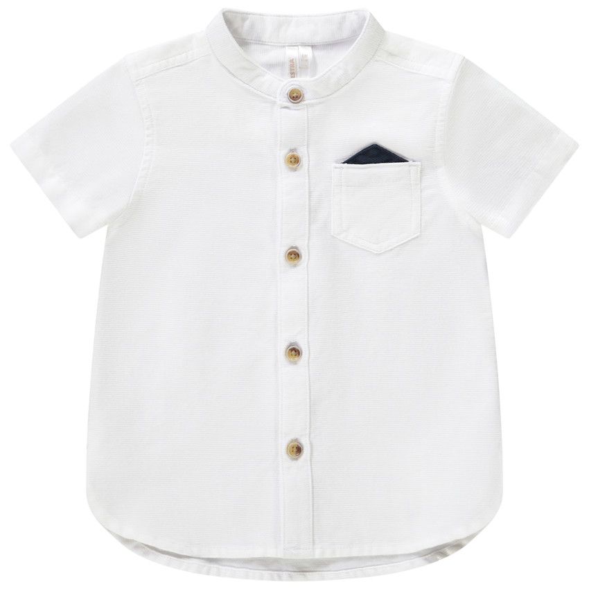 Chemise manches courtes col mao à mouchoir pour bébé garçon - Blanc