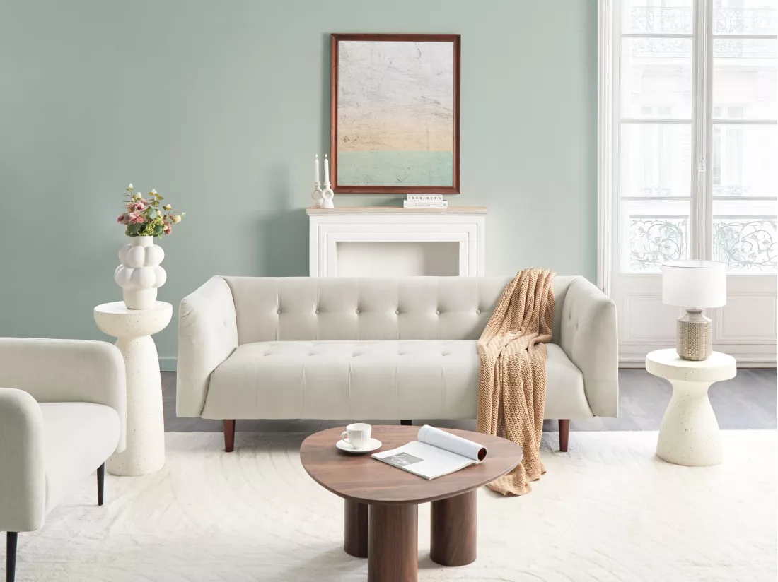 Canapé 3 places en tissu beige clair BYSKE