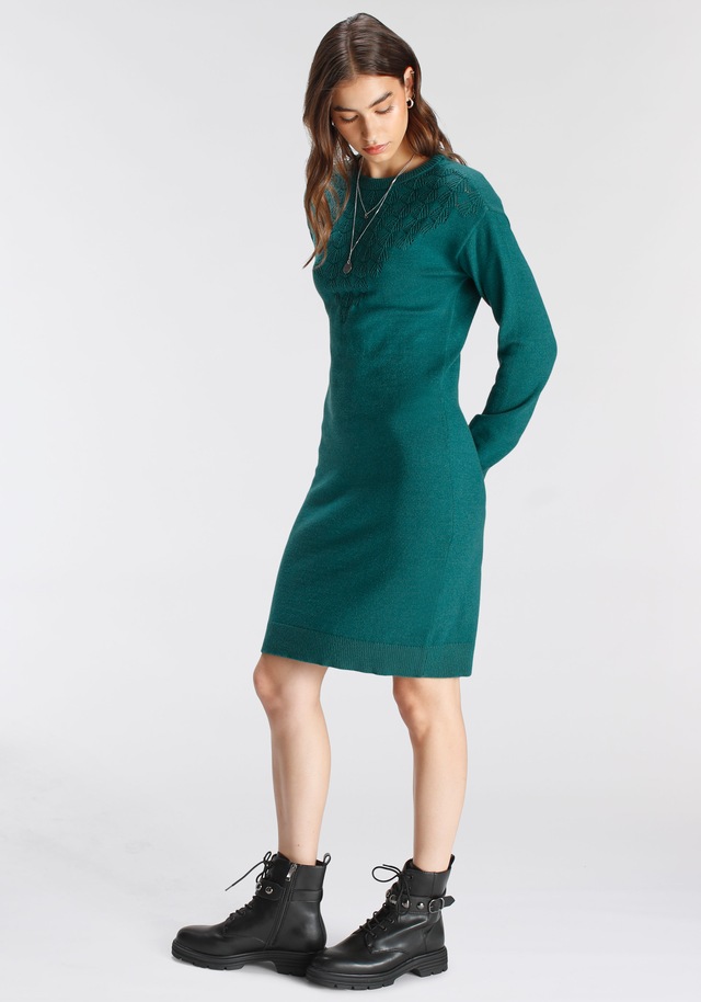 Tamaris Strickkleid Mini-Länge, modischer Ajourstrick