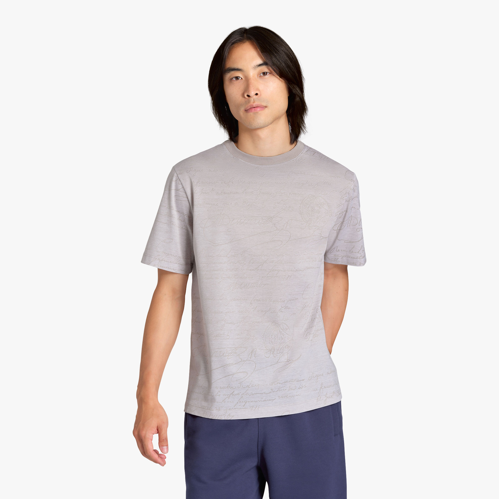 T-Shirt En Jacquard Scritto All-Over