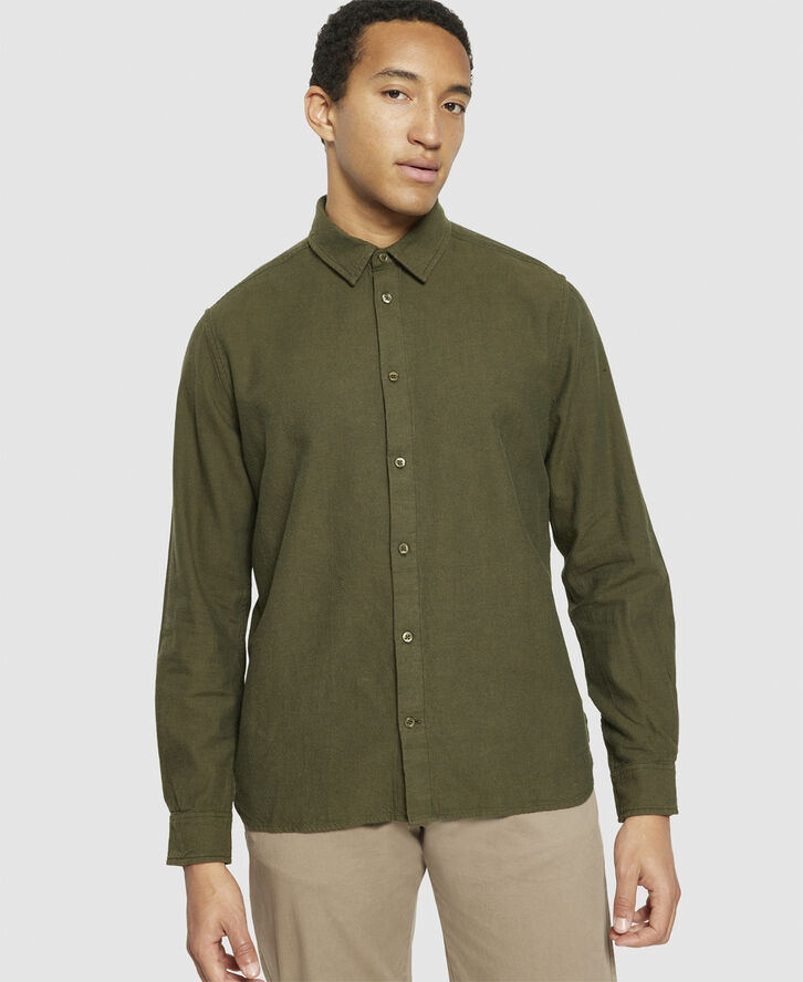 Knowledge Cotton Apparel Regular fit heavy twill flannel shirt - GOTS/Vegan Grøn