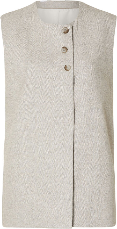 Selected Femme SLFVIVIE WOOL VEST Sandshell/herringbone