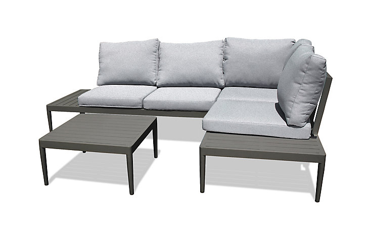 Salon d'angle de jardin Ankara 4 places en alu noir - DCB