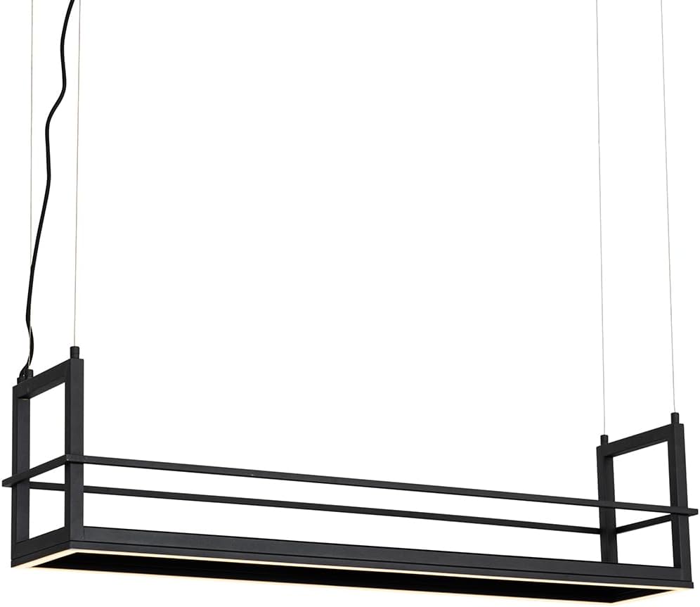 QAZQA - Industrie I Vintage I Hängelampe I Pendellampe I Pendelleuchte schwarz mit Gestell inkl. LED 3-stufig dimmbar - Cage Rack Dimmer I Dimmbar I Wohnzimmer - Stahl Rechteckig - I (nicht austauschb