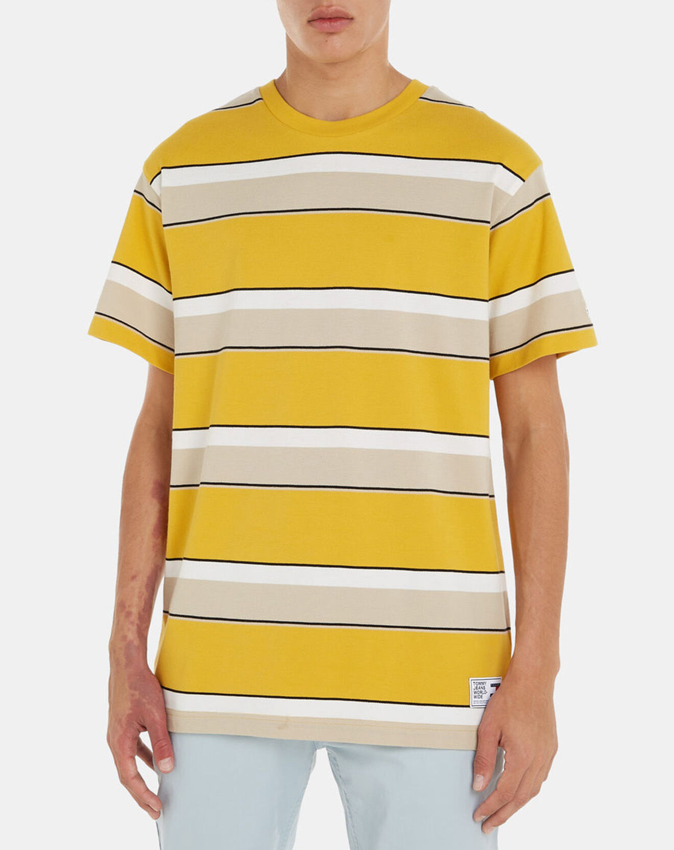 Tommy Jeans T-Shirt Bold rayé jaune/blanc
