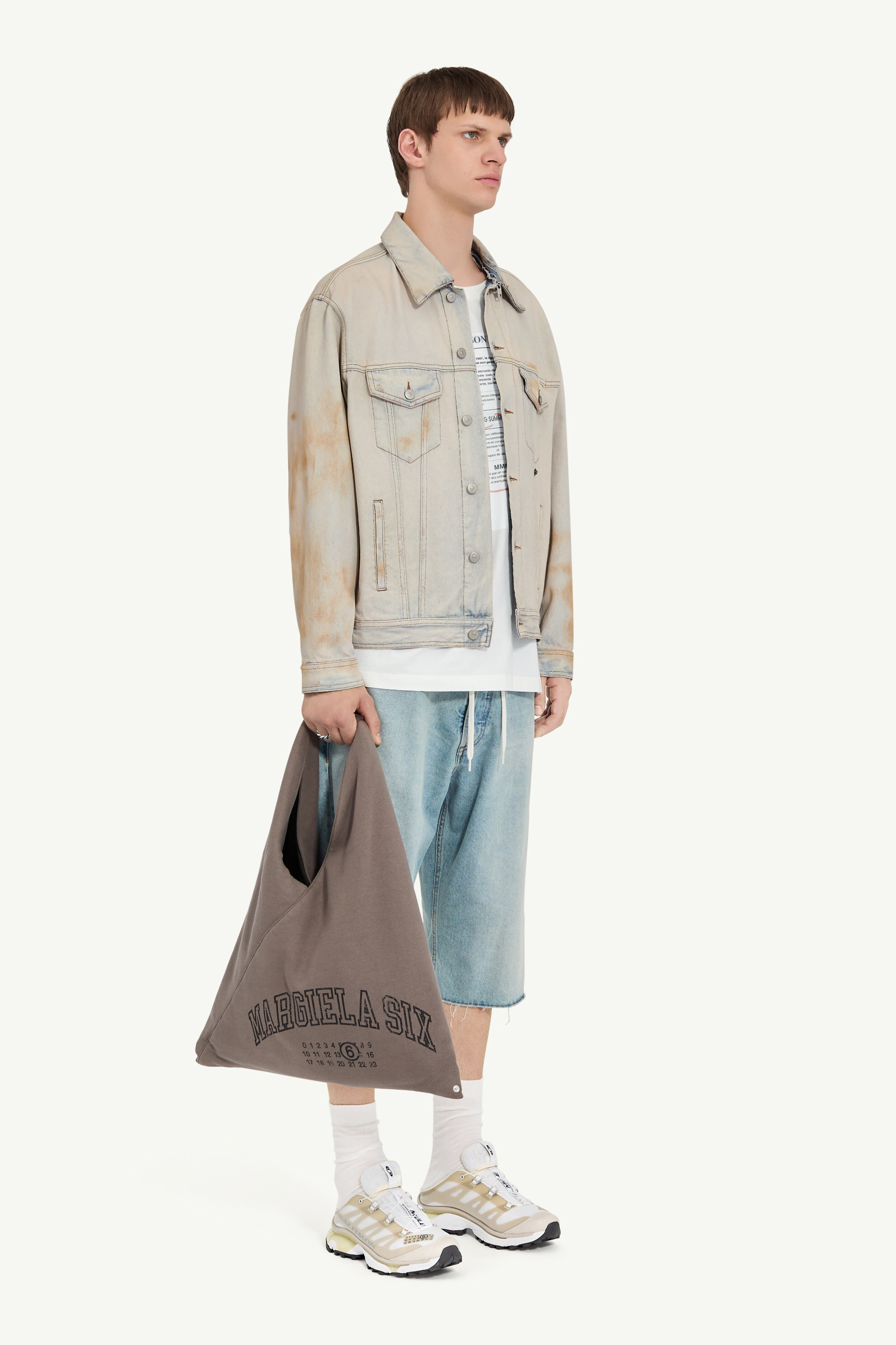 Veste en denim effet usé