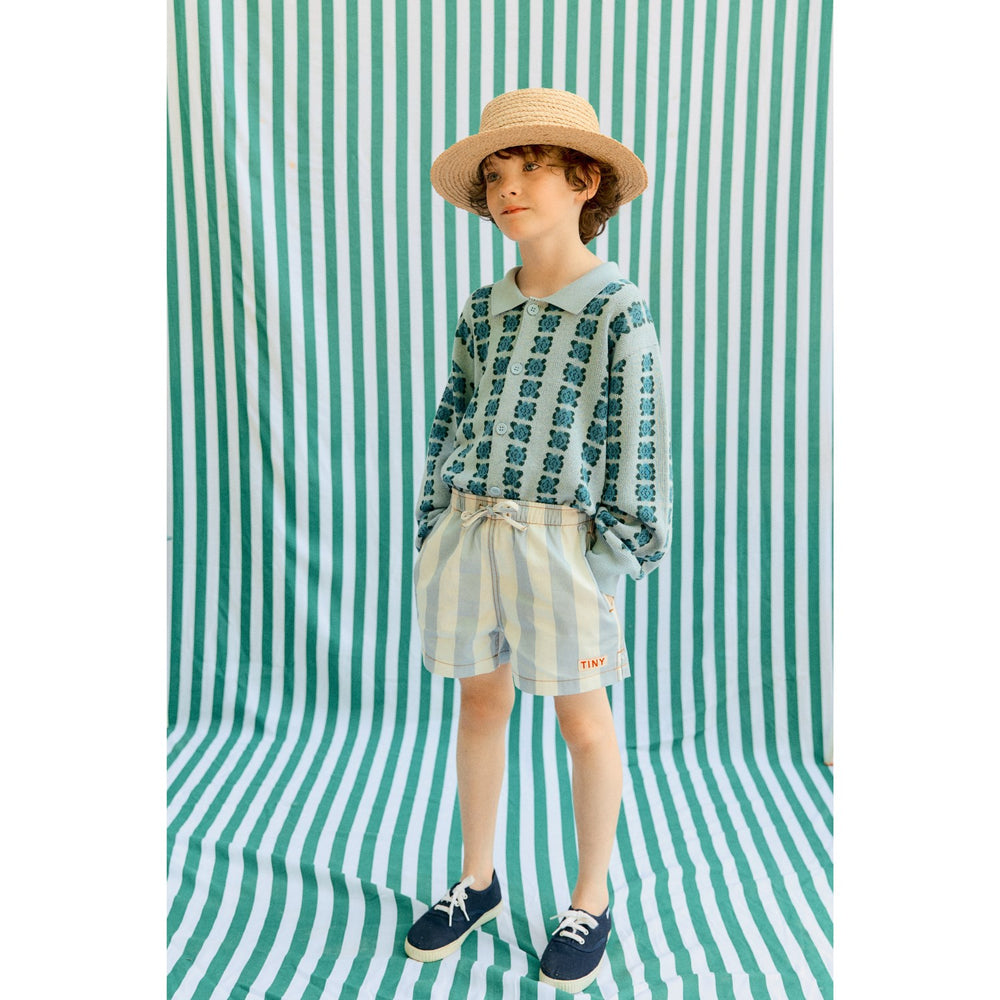 Køb TinyCottons Washed Blue Stripes Twill Shorts