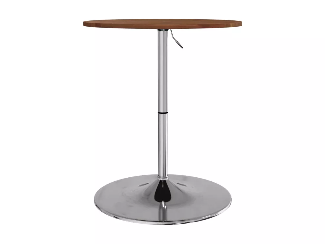 Table de bar marron foncé Ø60x89,5 cm bois massif de chêne