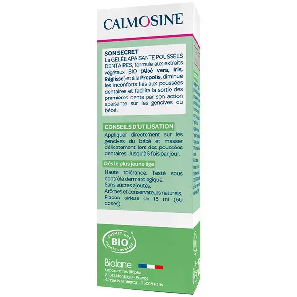 Calmosine Gelée Apaisante Poussées Dentaires Bio Premières Dents Bébé 15ml