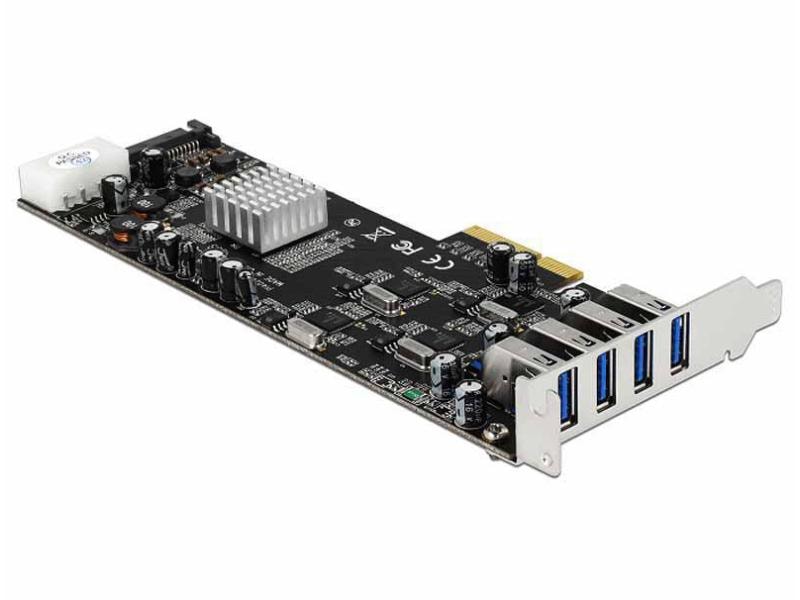 Delock PCI-Express-Karte USB 3.0 Typ-A - 4x Quad Channel Externe USB-Anschluss Karte