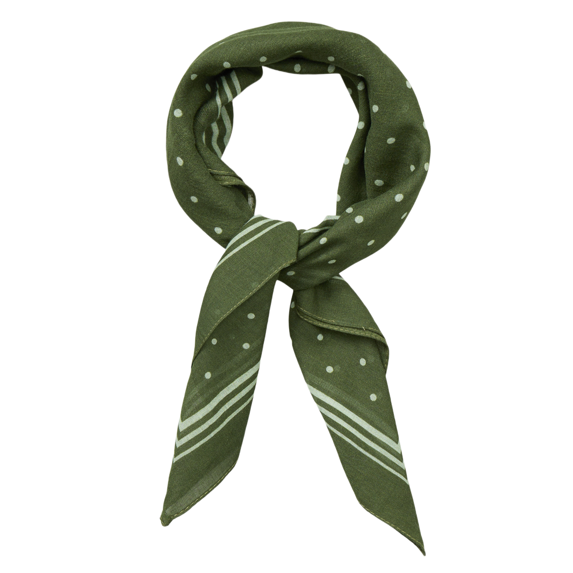 DEVI - Foulard carré imprimé en coton | Vert