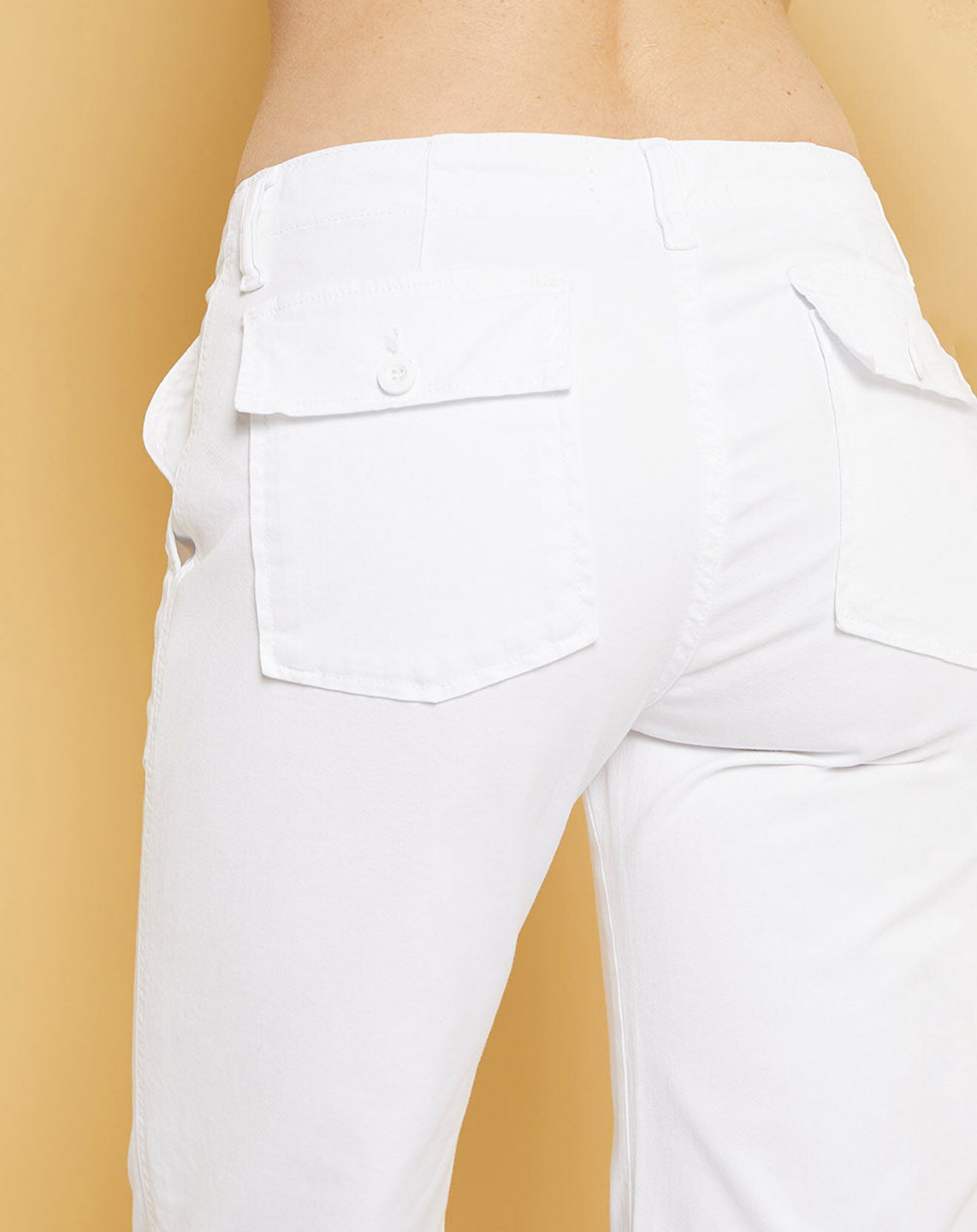 Acquaverde Pantalon cargo en Gabardine Stretch Yale blanc