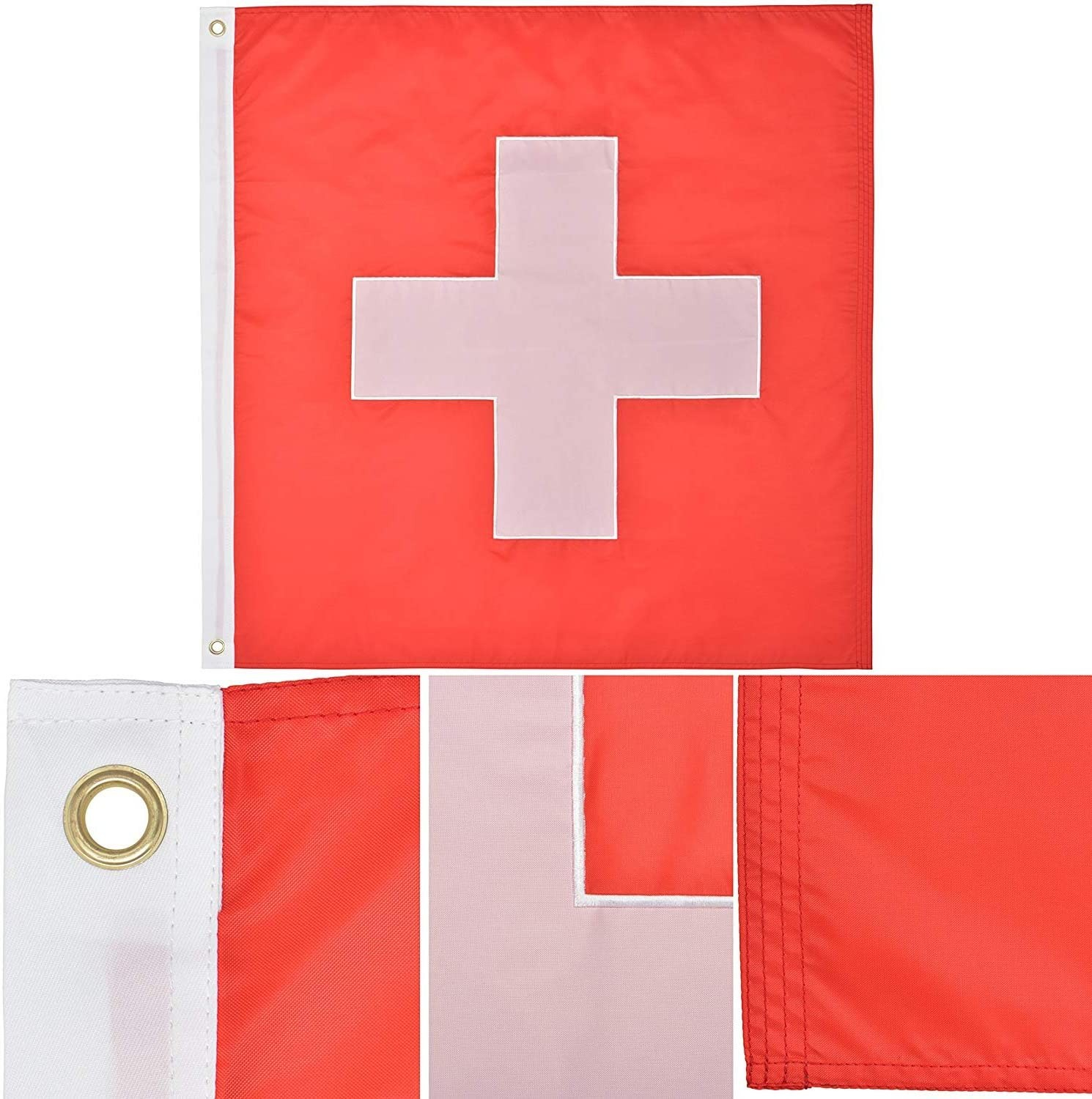 (90x90cm) Schweizer Flagge Accessoire Swiss Flag Deko Banner für EM / WM / 1. August - Schweizer Kreuz