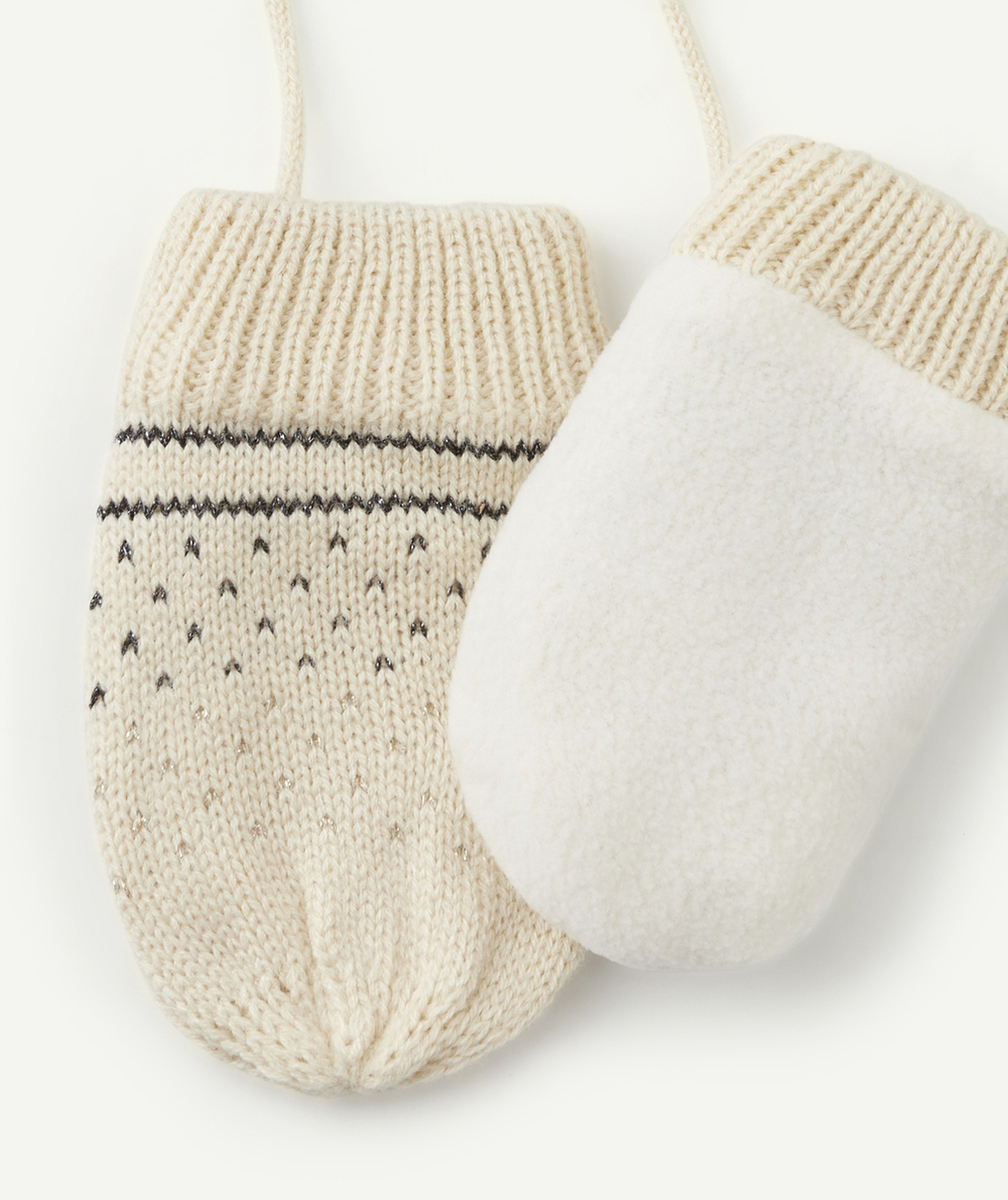 LA PAIRE DE MOUFLES BÉBÉ FILLE EN FIBRES RECYCLÉES ÉCRU